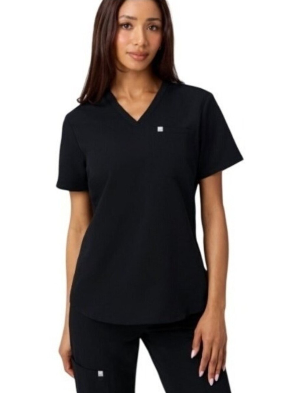 Fabletics Vital 1 Pocket Black Scrubs Short Sleeve Top Size XS
